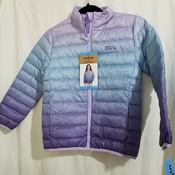Eddie Bauer Girls 650 Down Packable Puffer Jacket Size Small (6/7) – Blue – New - Picture 1 of 13